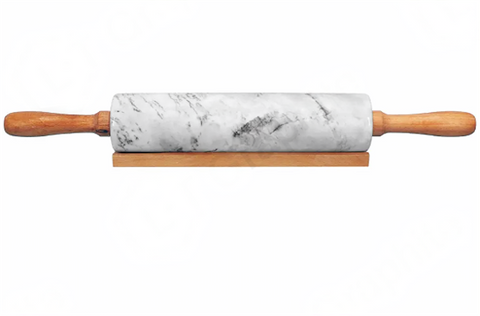 Marble rolling pin with wooden handle for kitchen